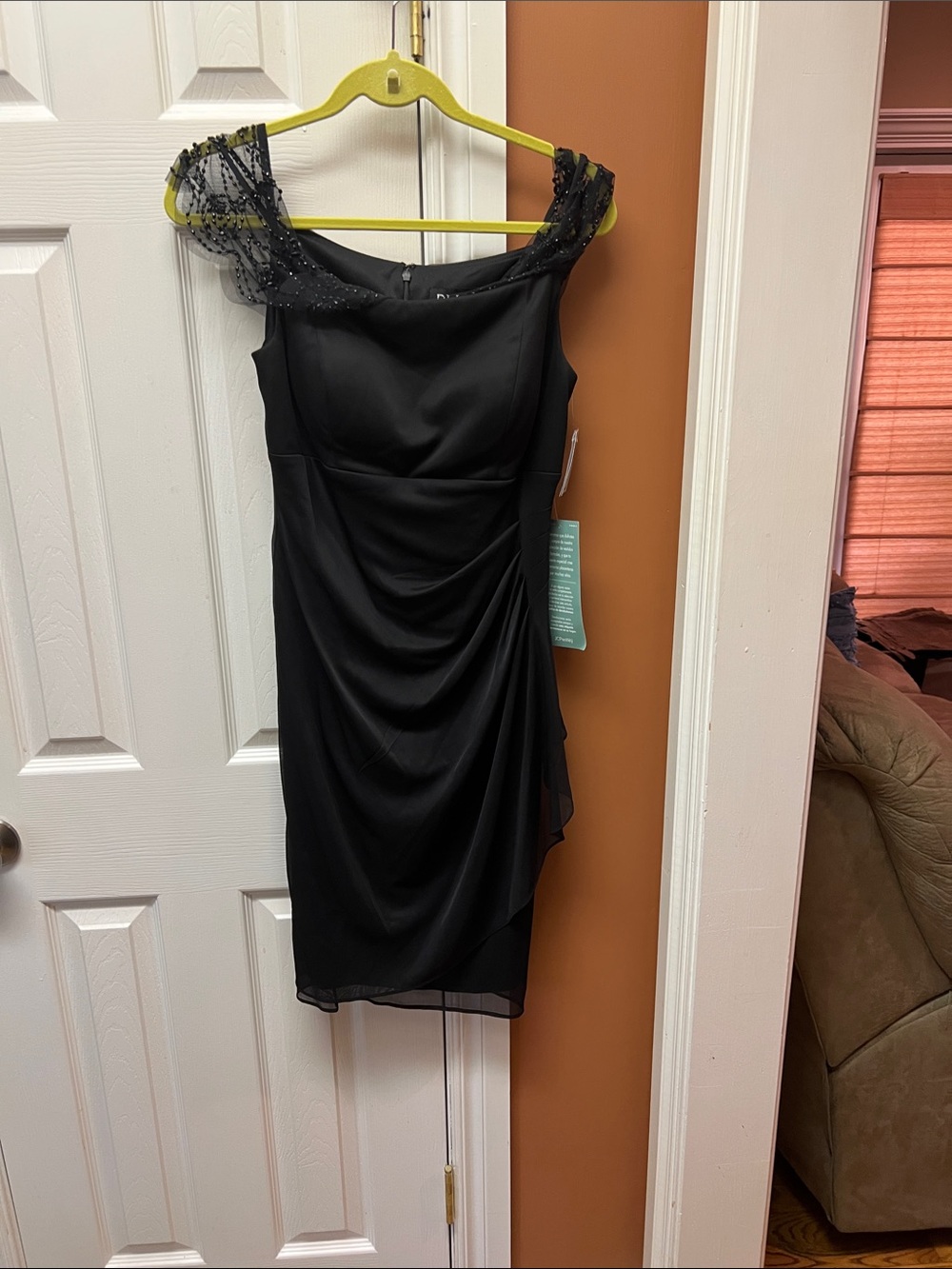 Elegant Black Beaded-Trim Mini Dress